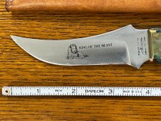 Parker Cut. Co. 8 1/8" Trailing Point "King of the Beast" Hunting Knife w/Smooth Bone Handle Japan