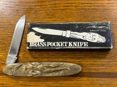 Parker Cut. Co. Brass Pocket Knife w/Engraved Nudes Japan