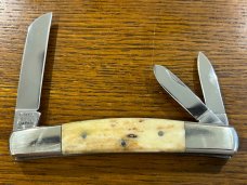 Parker Cut. Co. No. 812 Customized Chickamauga 3-Blade Congress Knife w/Smooth Bone Stag Scales Japa