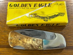 Parker Cut. Co. Smooth Bone Golden Eagle Lockback Knife Japan