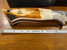 Parker Cut. Co. Tak Fukuta 8 1/8" Drop Point Hunting Knife w/Stainless Steel Blade & Stag Scales Jap
