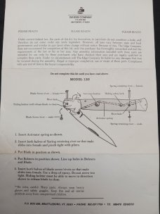 1980's edge co Model 120 White Pearlex Drop Point 9" w/ instruction leaflet