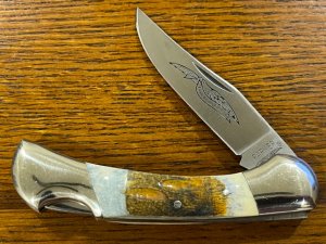 Parker Lockback Folding Knife wFat Stag Scales Japan