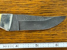 Parker USA 6 1/2" Trailing Point Hunting Knife w/Damascus Blade & Stag Scales