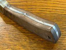 Parker USA 6 1/2" Trailing Point Hunting Knife w/Damascus Blade & Wood Scales