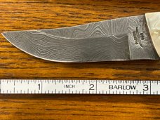 Parker USA 6 1/2" Trailing Point Hunting Knife w/Damascus Blade & Wood Scales