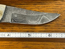 Parker USA 6 1/2" Trailing Point Hunting Knife w/Damascus Blade & Wood Scales