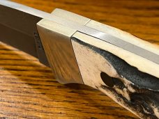 Parker USA 6 3/8" Trailing Point Hunting Knife w/Damascus Blade & Stag Scales