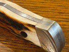 Parker USA 6 3/8" Trailing Point Hunting Knife w/Damascus Blade & Stag Scales