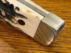 Parker USA 6 3/8" Trailing Point Hunting Knife w/Damascus Blade & Stag Scales