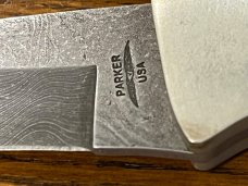 Parker USA 6 3/8" Trailing Point Hunting Knife w/Damascus Blade & Stag Scales