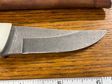 Parker USA 6 3/8" Trailing Point Hunting Knife w/Damascus Blade & Stag Scales