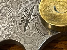 Parker USA 9 1/2" Trailing Point Hunting Knife w/Damascus Blade & Bone Scales