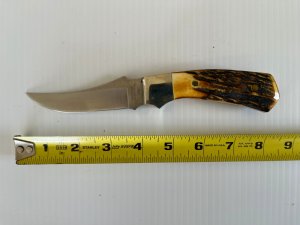 Parker USA Trailing Point Hunting Knife w/Stainless Steel Blade & Stag Scales