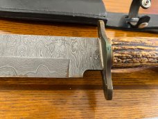 Parker USA/Randall Gilbreath Bowie Knife w/Damascus Blade & India Crown Stag Handle SN#688