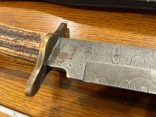 Parker USA/Randall Gilbreath Bowie Knife w/Damascus Blade & India Crown Stag Handle SN#688
