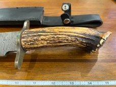 Parker USA/Randall Gilbreath Bowie Knife w/Damascus Blade & India Crown Stag Handle SN#688