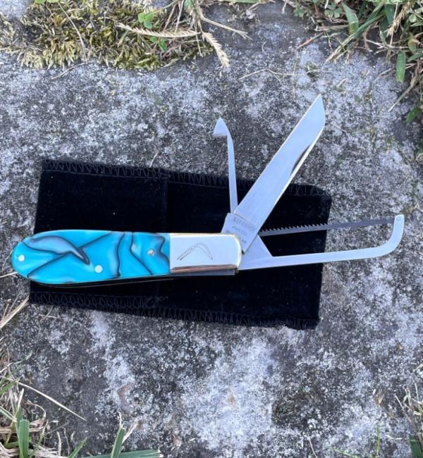 NAPANOCH ** 2022 QUEEN'S SAPPHIRE ACRYLIC DIXIE BARLOW PROTO U.S.A. LAMBS FOOT MAIN BLADE
