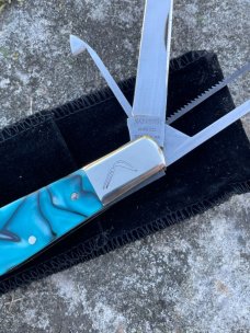 NAPANOCH ** 2022 QUEEN'S SAPPHIRE ACRYLIC DIXIE BARLOW PROTO U.S.A. LAMBS FOOT MAIN BLADE