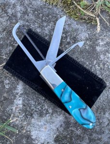 NAPANOCH ** 2022 QUEEN'S SAPPHIRE ACRYLIC DIXIE BARLOW PROTO U.S.A. LAMBS FOOT MAIN BLADE