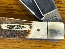 Parker-Frost 2-Blade Trapper Folding Knife w/Stag Scales 