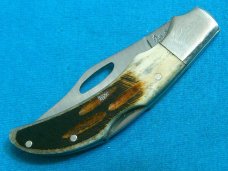 FROST CUTLERY JAPAN SAWCUT JIGGED BURNT BONE HANDLE LOCKBACK FOLDING JACK POCKET KNIFE KNIVES OLD