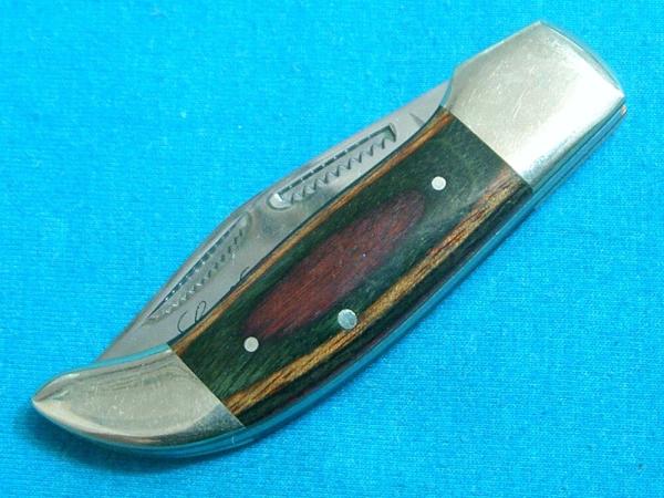 VINTAGE FROST JAPAN RAINBOW WOOD LITTLE COON SKINNER FOLDING POCKET KNIFE KNIVES OLD