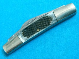 VINTAGE FROST JAPAN JIGGED BONE TOBACCO CONGRESS 2 FOLDING POCKET KNIFE KNIVES OLD