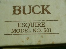 VINTAGE SCRIPT STAMP BUCK SQUIRE 501 USA LOCKBACK FOLDING HUNTER POCKET KNIFE KNIVES OLD MIB BOX
