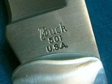 VINTAGE SCRIPT STAMP BUCK SQUIRE 501 USA LOCKBACK FOLDING HUNTER POCKET KNIFE KNIVES OLD MIB BOX