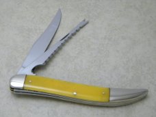 KA-BAR Kabar Olean NY Yellow T29 Toothpick Fish Knife w/Hook Sharpener c.1923-1950