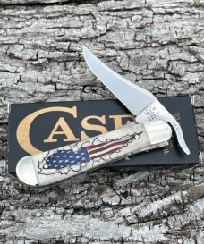 CASE XX ** 2023 AMERICAN FLAG NATURAL SMOOTH BONE RUSSLOCK