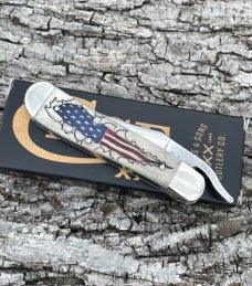 CASE XX ** 2023 AMERICAN FLAG NATURAL SMOOTH BONE RUSSLOCK