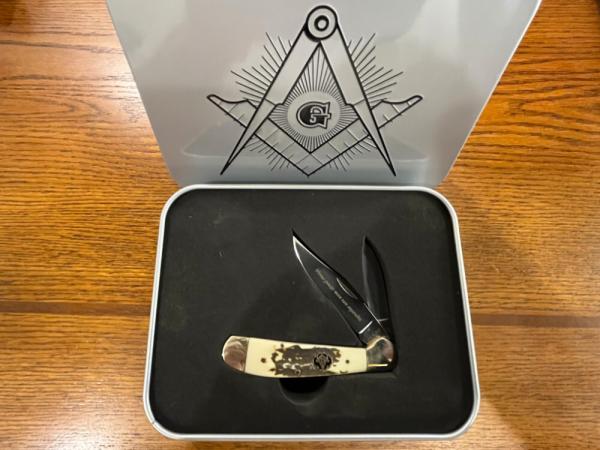 2-Blade Free Mason Folding Knife w/Bone Scales