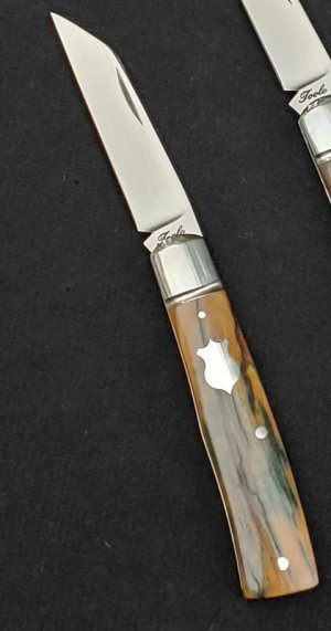 Bobby Toole Mammoth Native Slipjoint...Cpm154...fluted integral doved bolsters..4"..coa & pouch