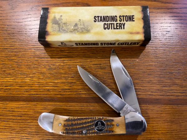 Standing Stone Cutlery SS0111CE-JB Copperhead Folding Knife w/Jigged Brown Bone Scales