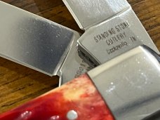Standing Stone Cutlery SS0116CE-RB Trapper Folding Knife w/Jigged Red Bone Scales
