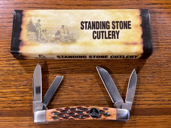 Standing Stone Cutlery SS06430BR 3" Congress Folding Knife w/Jigged Brown Bone Scales