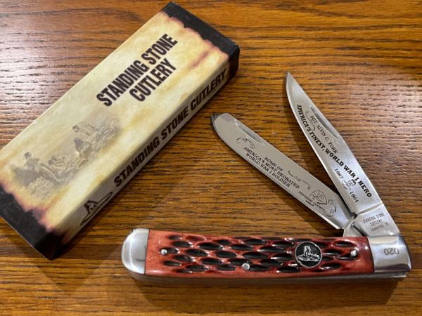 Standing Stone Cutlery SS0116RB Limited Ed Sgt. York Trapper Knife w/Jigged Red Bone Scales SN#020 