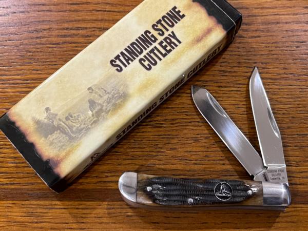 Standing Stone Cutlery SS0132CE 3" Trapper Folding Knife w/Jigged Brown Bone Scales