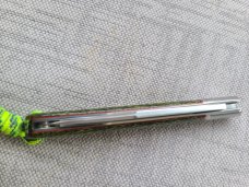 K'roo Green Burlap Zulu..Rwl34...4" clsd...Lanyard tube with Lanyard..filework..coa and slip..