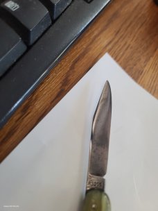 RARE VINTAGE, ANTIQUE,1920's REMINGTON R8085 CELLULOID SCALES SINGLE BUTTON AUTO KNIFE