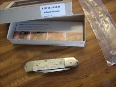 Hubertus Knife Solingen, Germany Small 08 White Smooth Bone 5 3/4 " Open Lillyput NIB