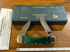 Moore Maker #5212UDLB 2-Blade Folding Knife w/Green Delrin Scales USA