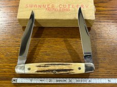 Swanner Cut Co Ltd Ed 2-Blade Muskrat Folding Knife w/Stag Scales SN#041