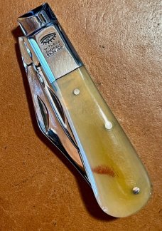 Taylor's Eye Custom Twin Blade Barlow-Clip & Pen blades and Rams Horn scales and back spring filing