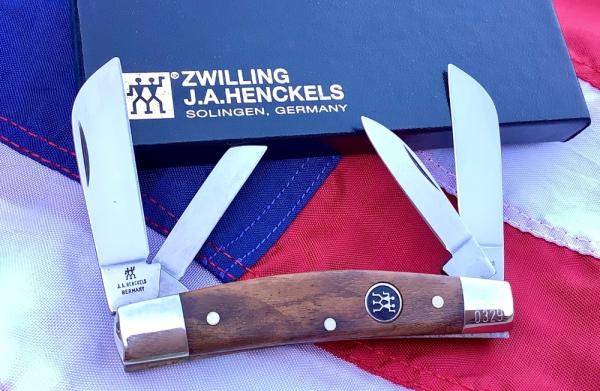 J A Henckels Congress Knife w/ Great GunStock Walnut Handles - NOS in Orig Box & COA J A Henckels Congress Knife w/ Great GunStock Walnut Handles - NOS in Orig Box & COA