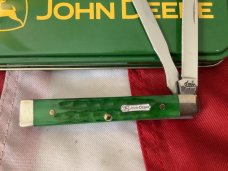 2005 Case xx Baby Doctor Knife Mdl# 6282SP SS -John Deere Green Bone & JD Shield -New in Tin
