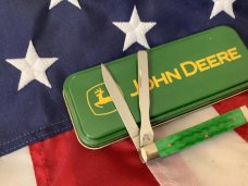 2005 Case xx Baby Doctor Knife Mdl# 6282SP SS -John Deere Green Bone & JD Shield -New in Tin