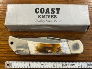 Coast Cutlery IC CUT 7000-B Lockback Knife wBone Scales Japan